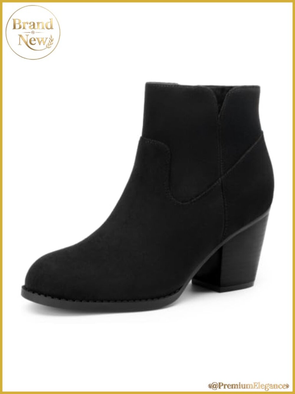 Women's Ankle Boots Block Heel Side Zipper Short Booties